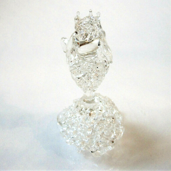 Spun Glass Poodle Dog Figurine Hand Blown Dachshund Art 3" Sit Up Princess Crown - Picture 4 of 5